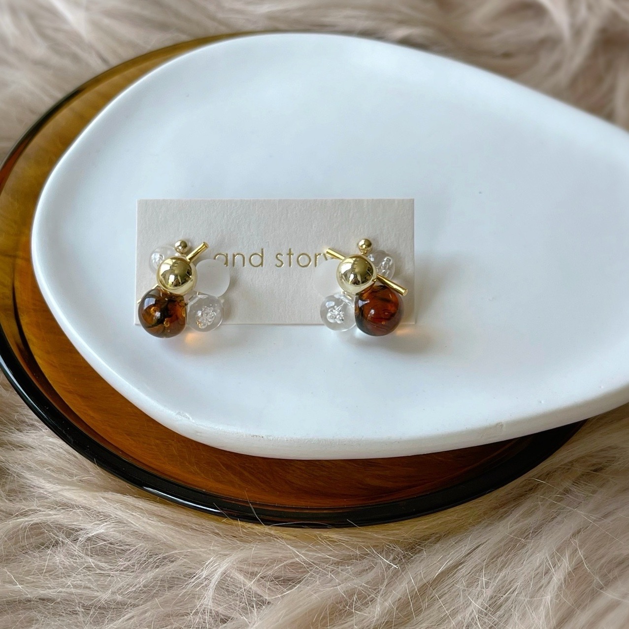 べっ甲 bubble ゴールド ピアス